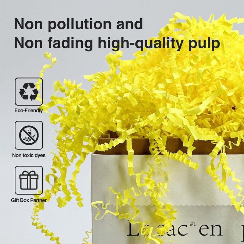 Corlcol 2LB Crinkle Paper Shred Filler for Bag Gift Box Basket Confetti Paper Shreded Stuffing Decorations(Yellow) - Image 3